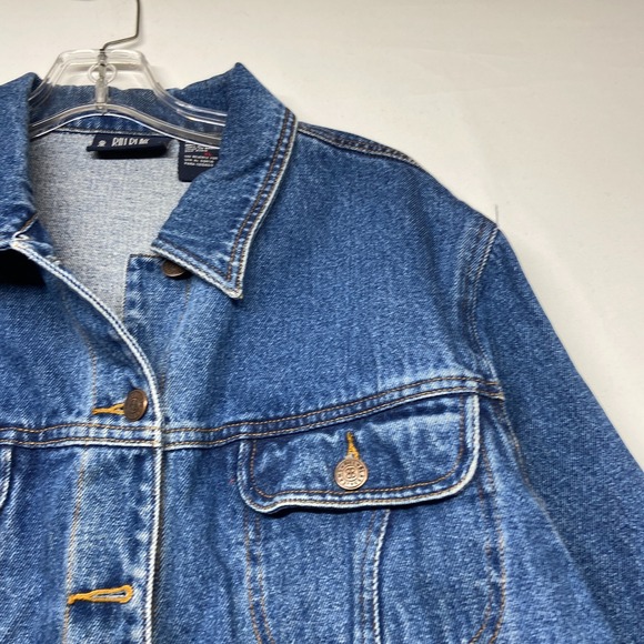 Bill Blass Cropped Jacket Women's XL Blue Denim 100% Cotton Pockets Button-Front - Picture 5 of 15